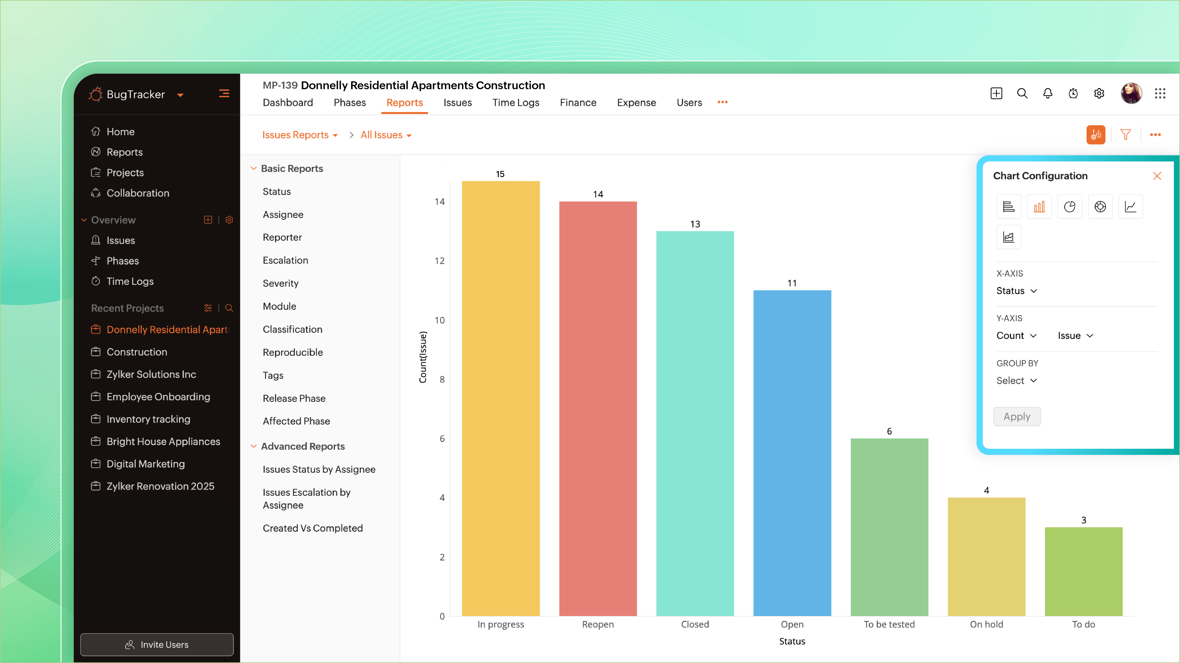 screenshot of Zoho BugTracker